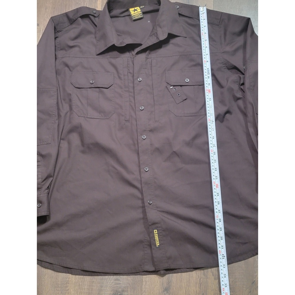 Propper Mens XXL-R Tactical Long Sleeve Button Down Shirt Brown Ripstop Utility